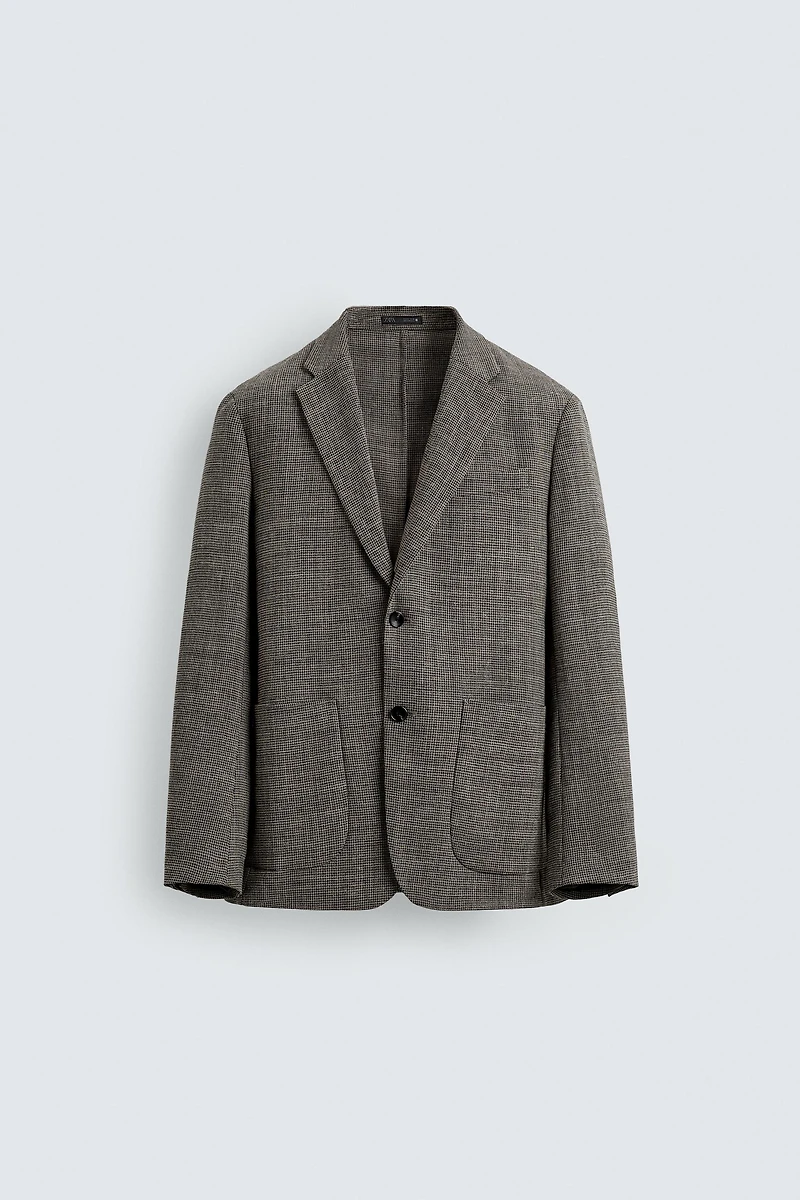 REGULAR FIT HOUNDSTOOTH BLAZER