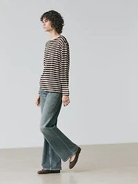 T-shirt manches longues oversize à rayures