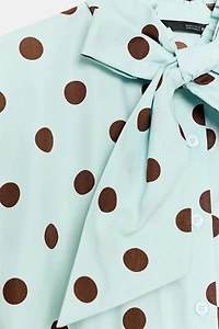 SLEEVELESS POLKA DOT BOW SHIRT