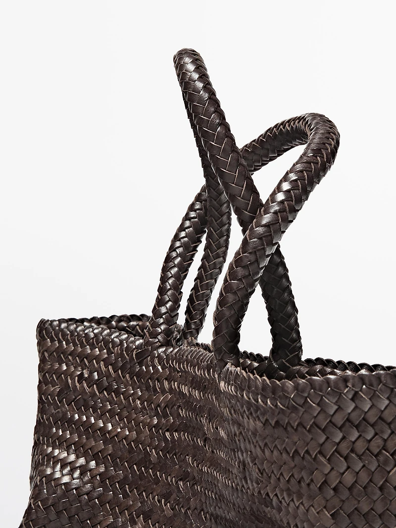 Medium braided nappa leather tote bag