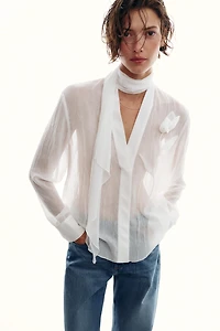 SEMI-SHEER FLOWER BLOUSE