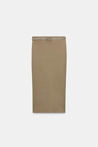 BELTED KNIT SKIRT