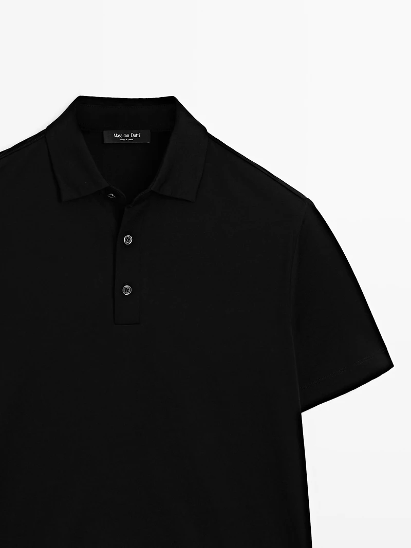 Short sleeve wool blend polo shirt