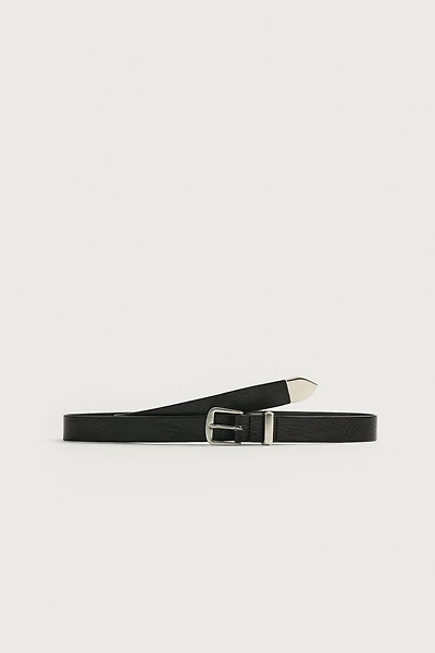 LEATHER BELT WITH METAL TIP
