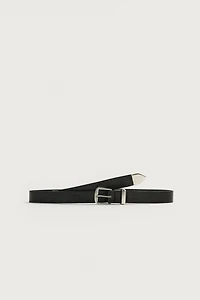 LEATHER BELT WITH METAL TIP