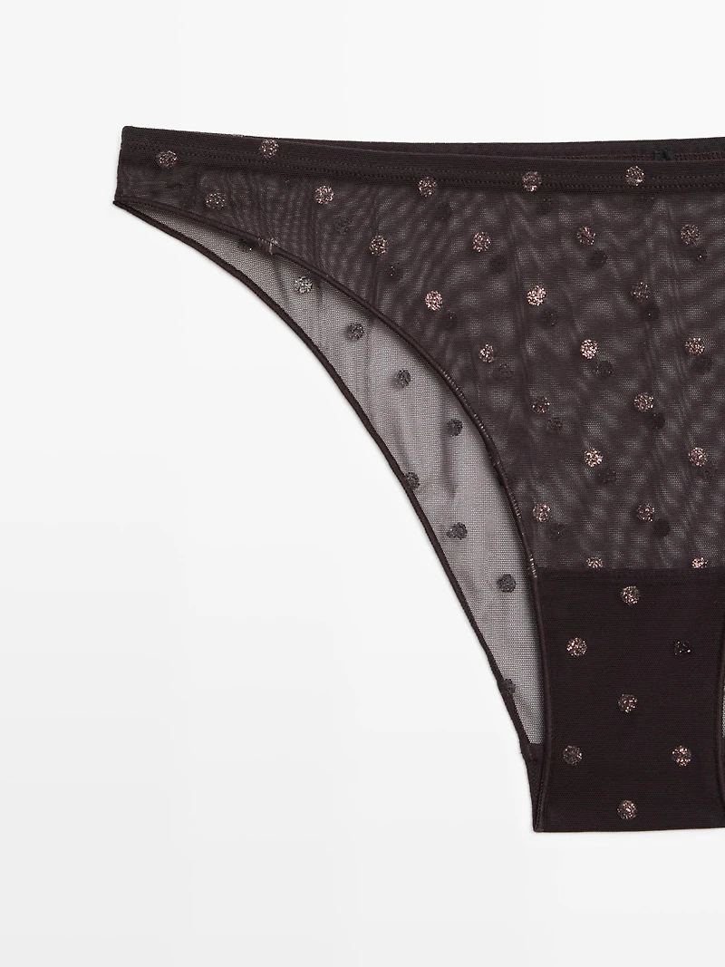 Semi-sheer polka dot briefs