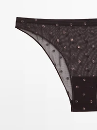 Semi-sheer polka dot briefs