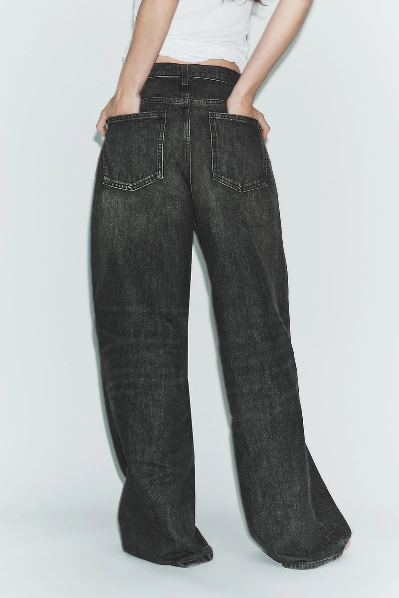 TRF HIGH-WAIST CROSSOVER WAIST WIDE LEG JEANS