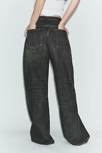 TRF HIGH-WAIST CROSSOVER WAIST WIDE LEG JEANS