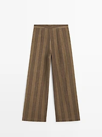Pantalon large à rayures en lin