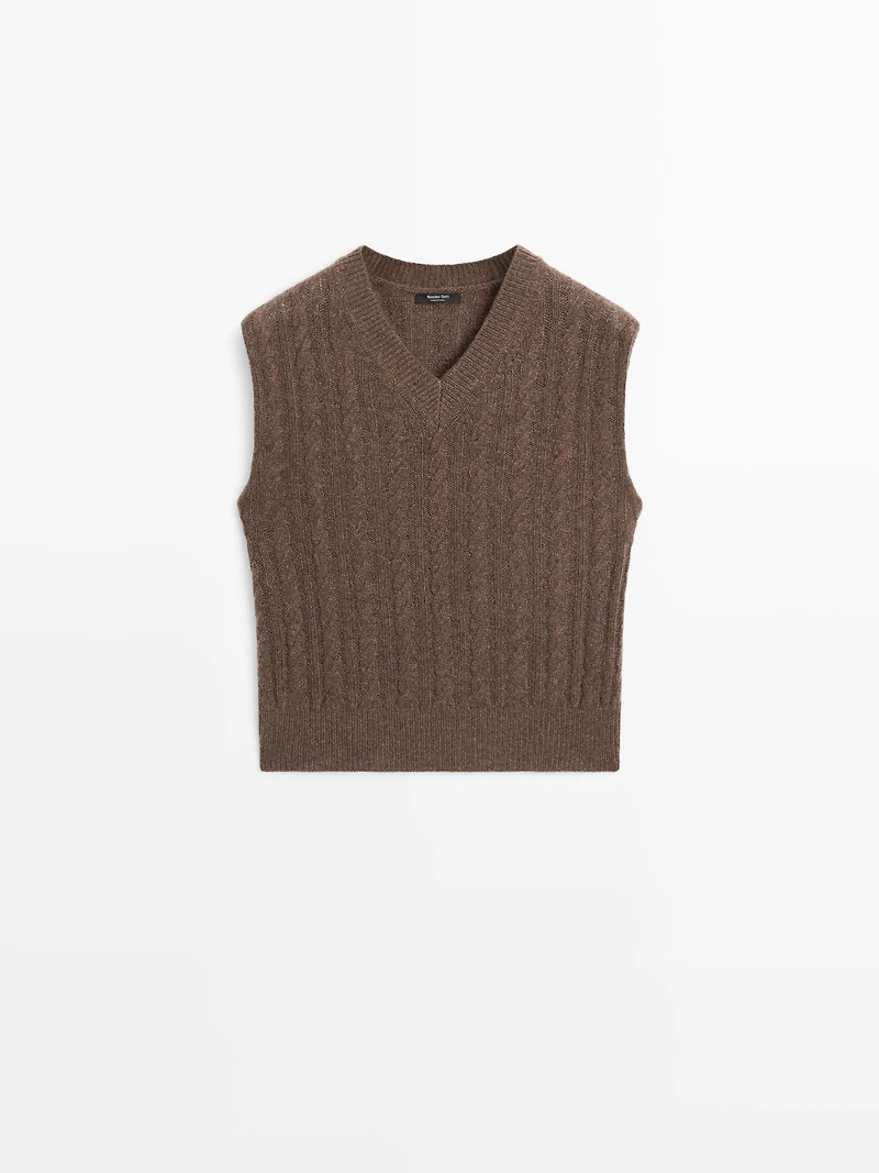 Knit wool blend V-neck vest