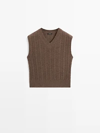 Knit wool blend V-neck vest