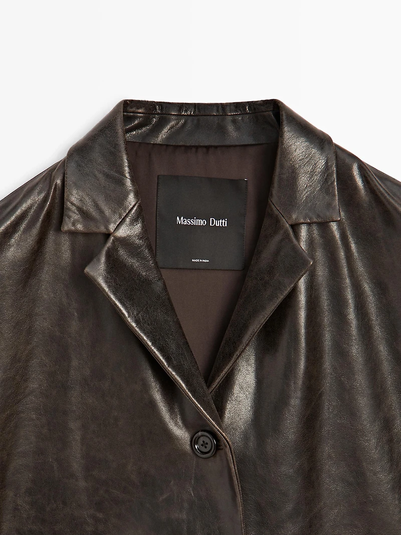 Nappa leather blazer with distressed finish