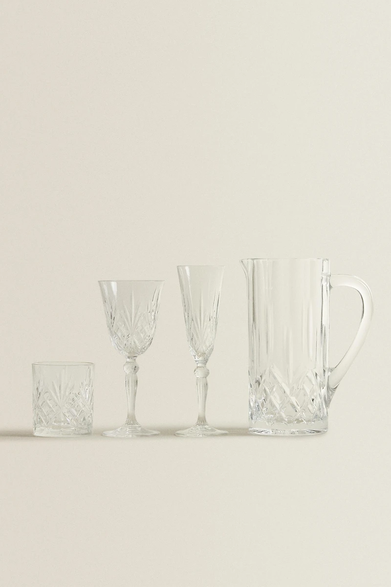 ENGRAVED CRYSTALLINE FLUTE GLASS