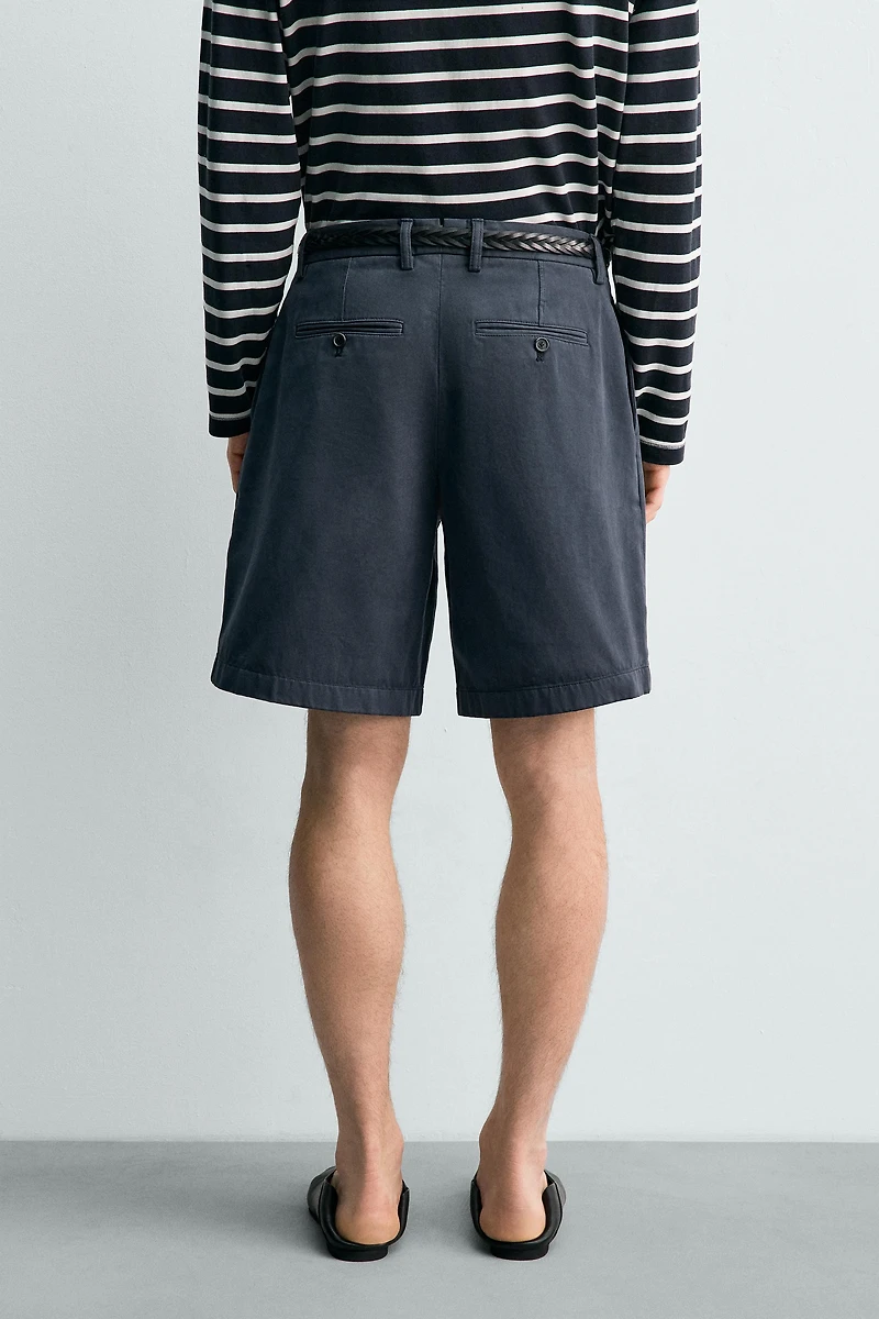 AARON LEVINE X ZARA RELAXED FIT PLEATED SHORTS