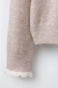 CROCHET TRIM KNIT SWEATER