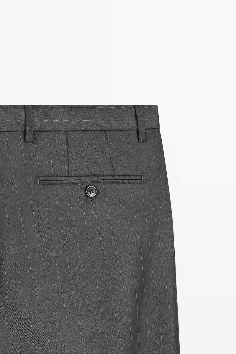 100% wool striped suit trousers