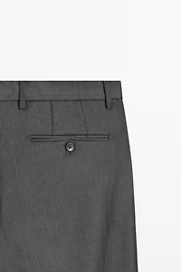 100% wool striped suit trousers