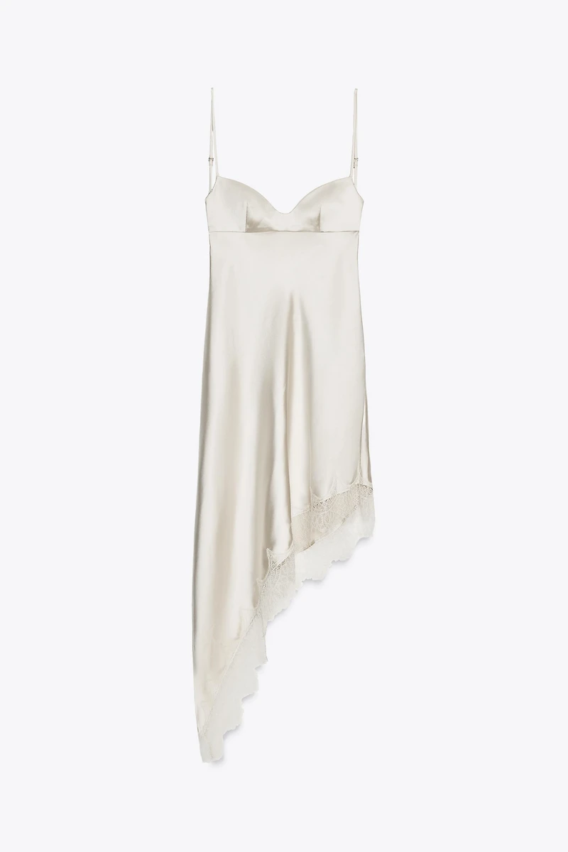 SATIN EFFECT LACE DRESS