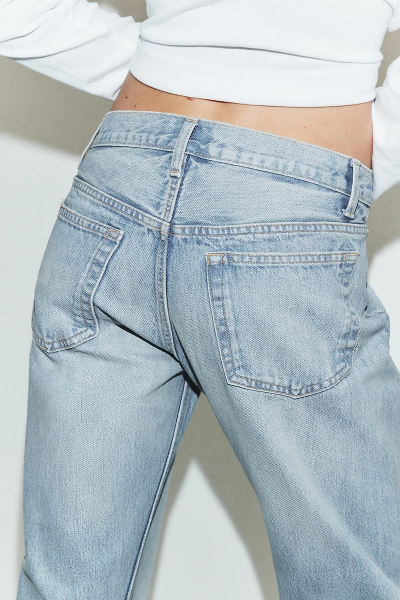TRF MID-RISE FOLD-UP STRAIGHT LEG JEANS