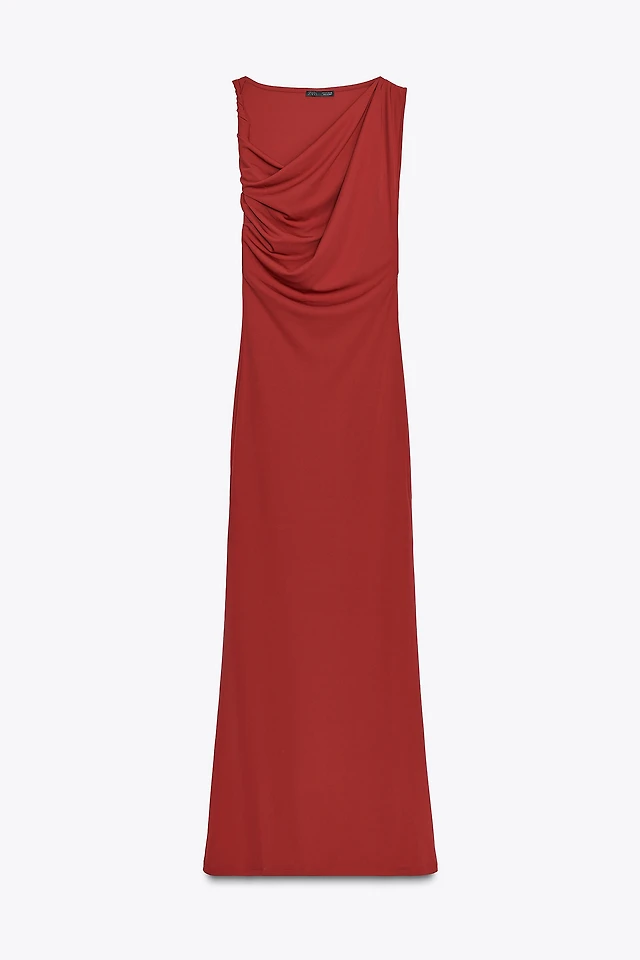 Zara DRAPED LONG DRESS | Place Rosemre
