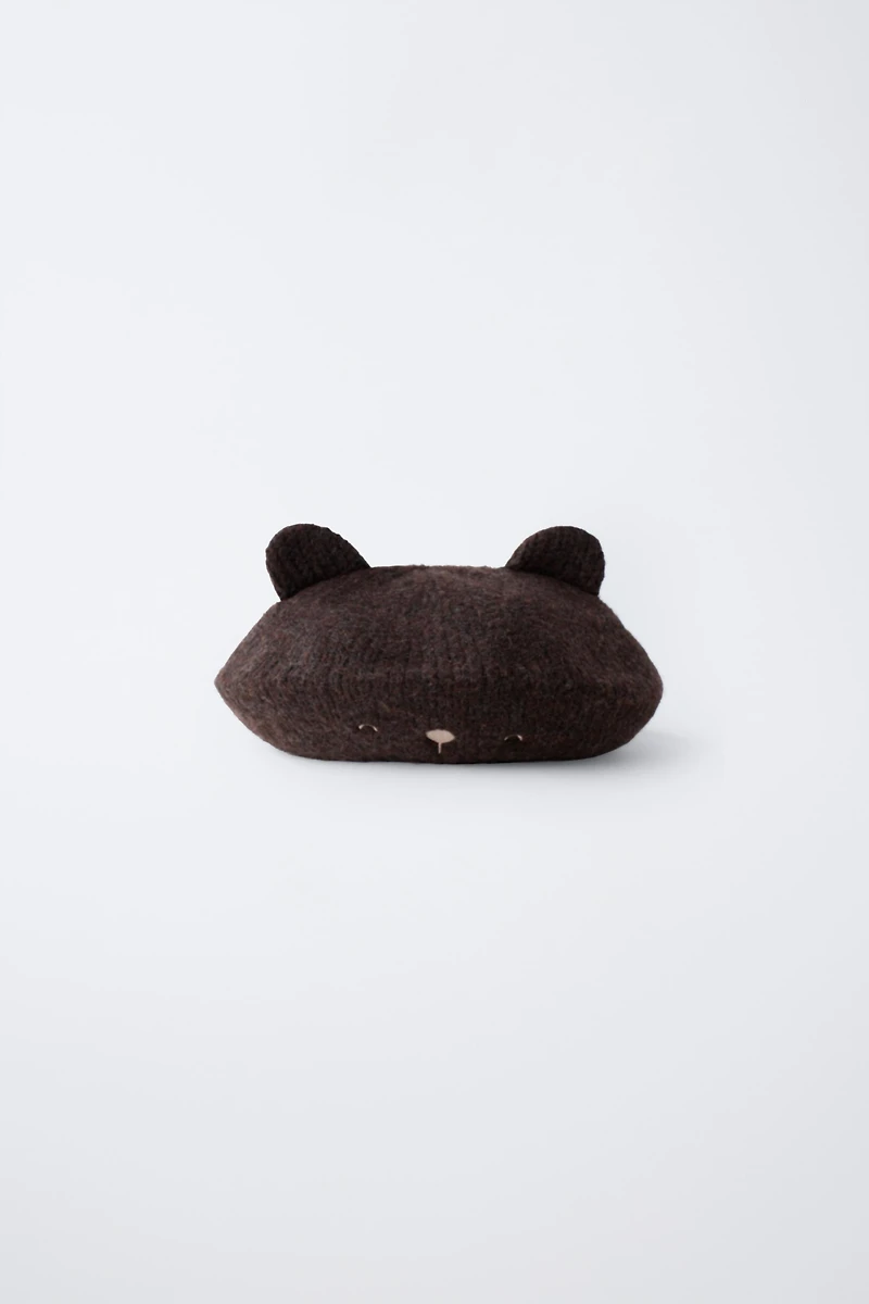 EMBROIDERED EAR KNIT BERET