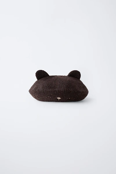 EMBROIDERED EAR KNIT BERET