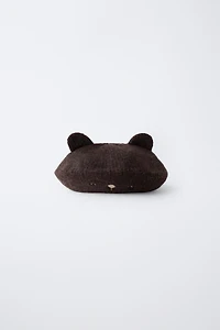 EMBROIDERED EAR KNIT BERET
