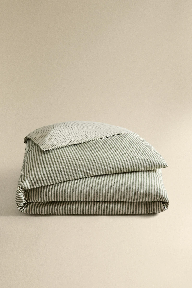 REVERSIBLE STRIPED FLANNEL DUVET COVER