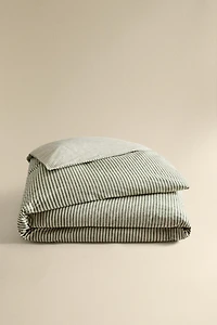 REVERSIBLE STRIPED FLANNEL DUVET COVER