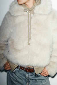 FAUX FUR ZIP-UP SHORT COAT
