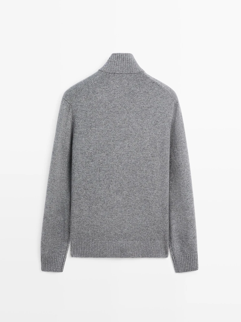 Wool blend cardigan with zip detail