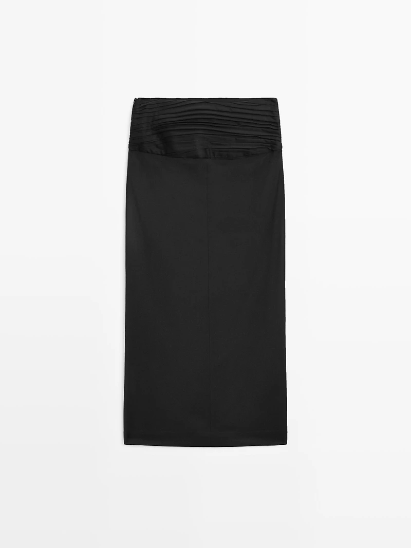 Straight midi skirt with gathered sash - STUDIO