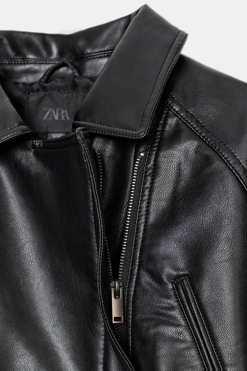 FAUX LEATHER PEPLUM JACKET