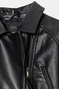 FAUX LEATHER PEPLUM JACKET