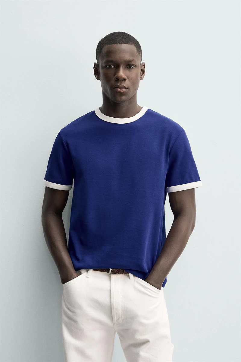 BASIC CONTRAST RIB T-SHIRT