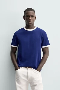 BASIC CONTRAST RIB T-SHIRT