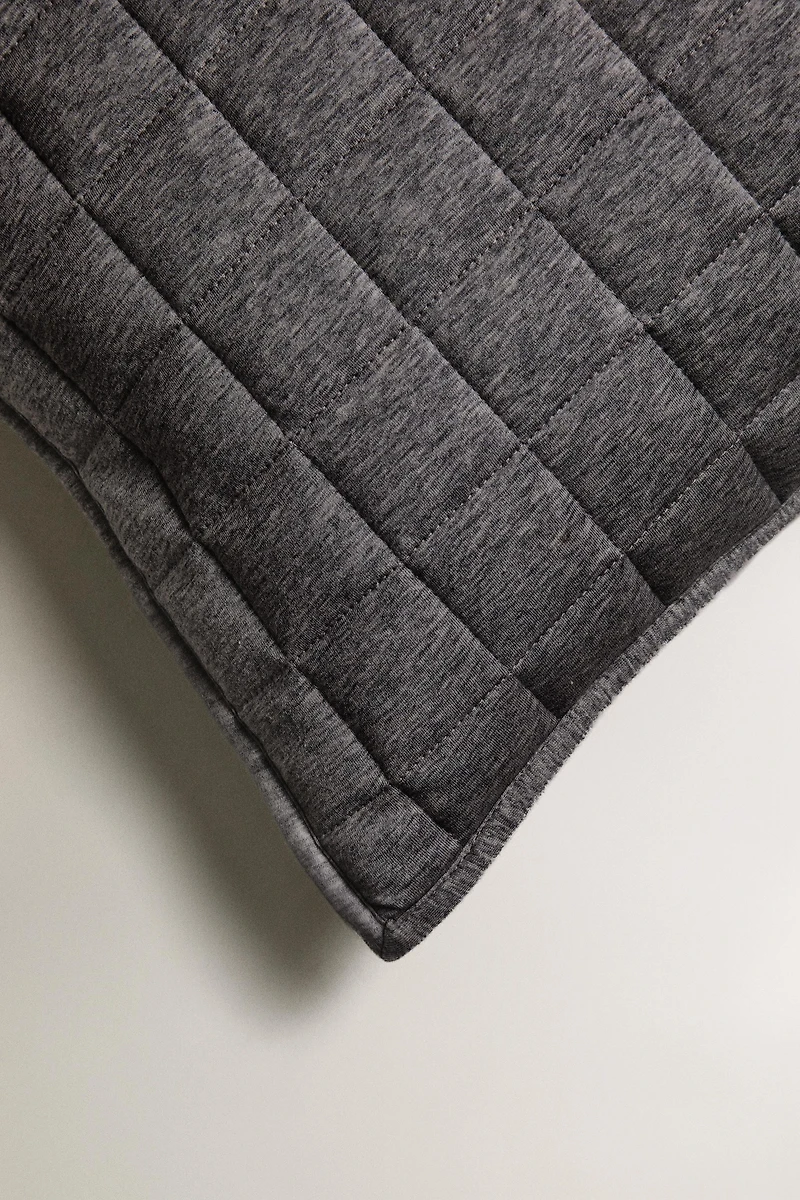 GRAY MARL SWEATER QUILT CUSHION COVER