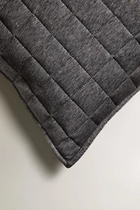 GRAY MARL SWEATER QUILT CUSHION COVER