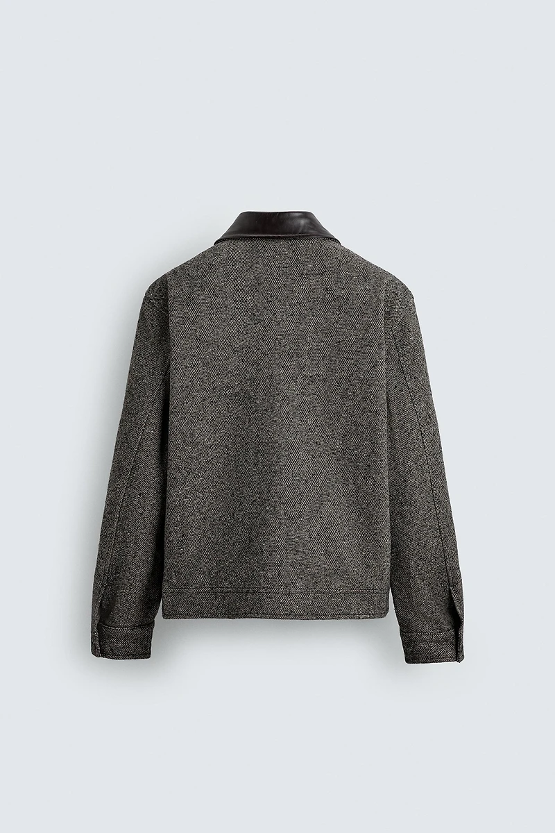 LEATHER TRIM TEXTURED JACKET ORIGINS