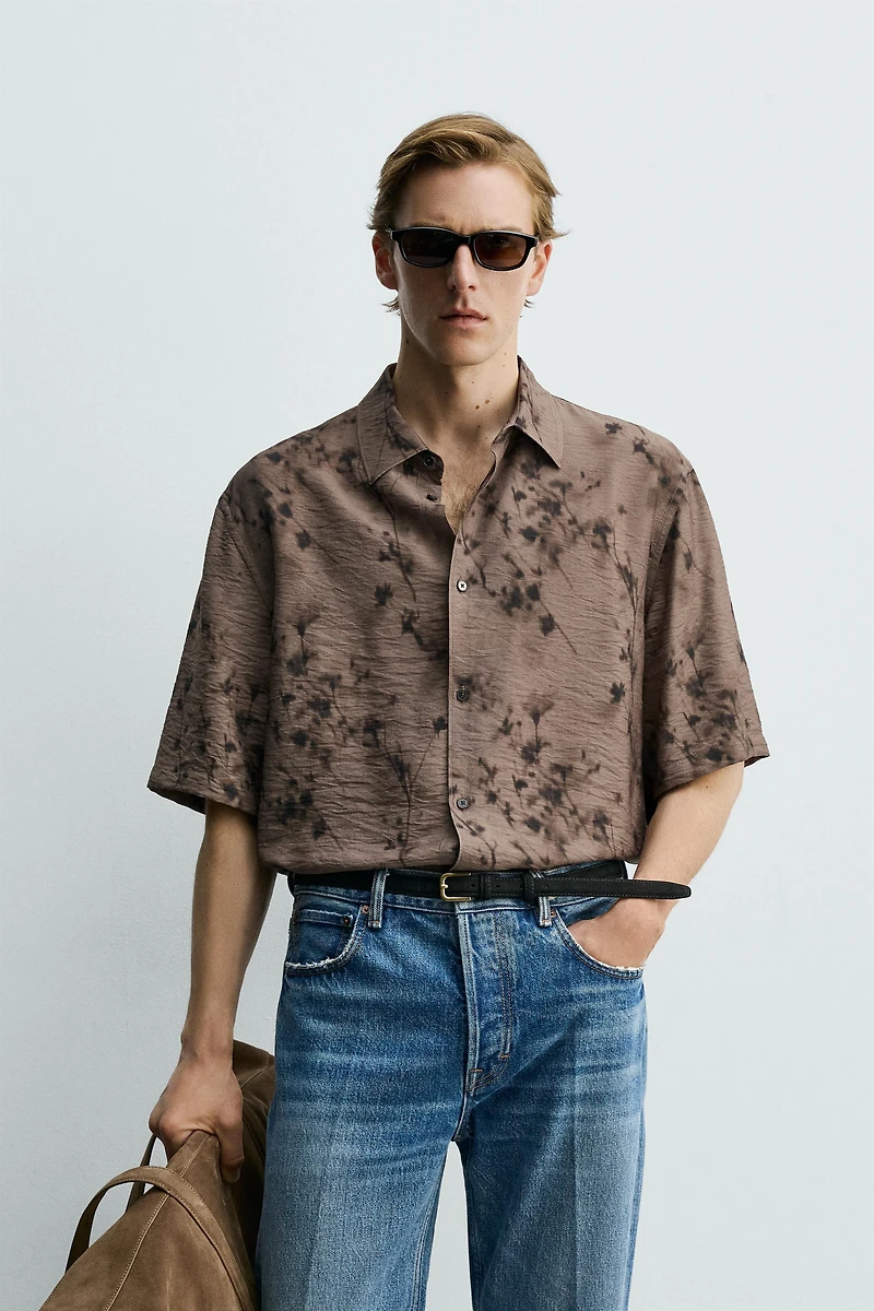 FLOWY ABSTRACT PRINT SHIRT