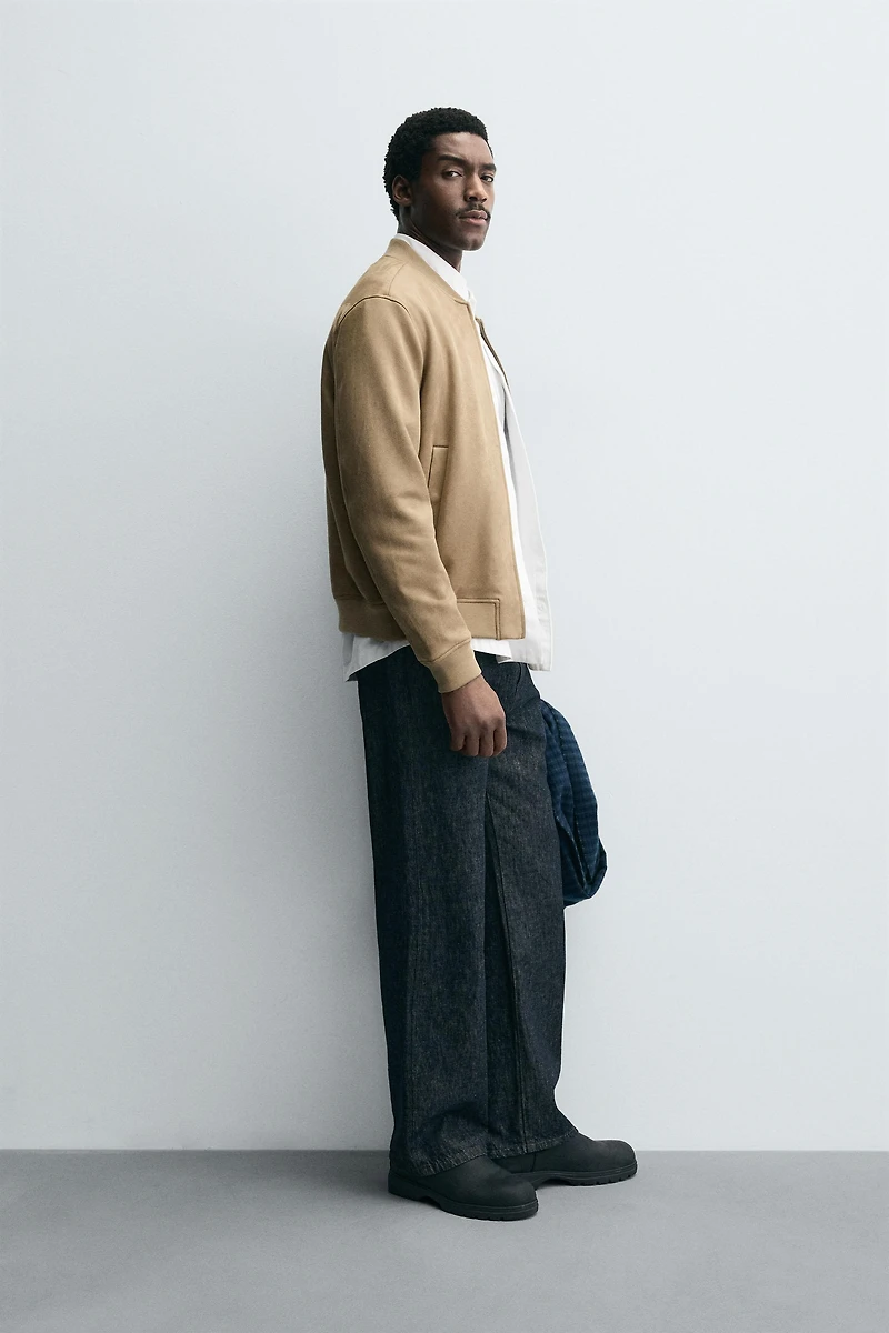 FAUX SUEDE BOMBER JACKET