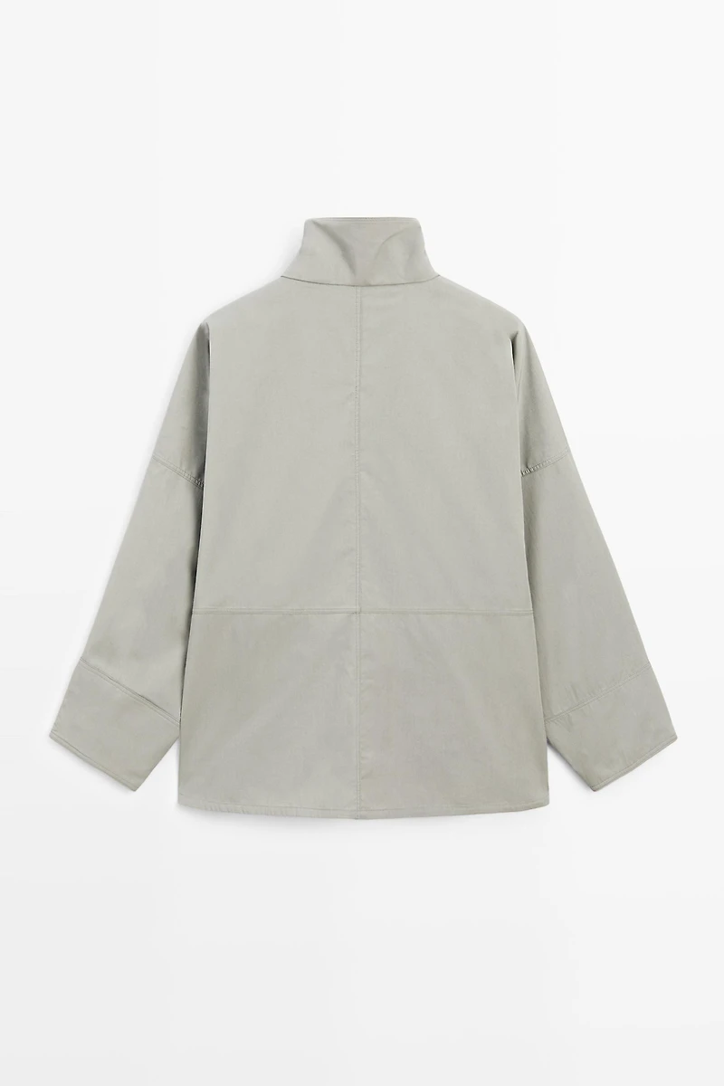 Cotton blend high neck jacket