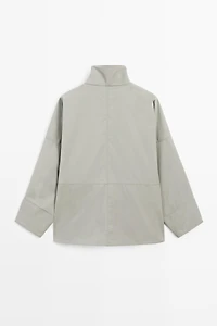 Cotton blend high neck jacket