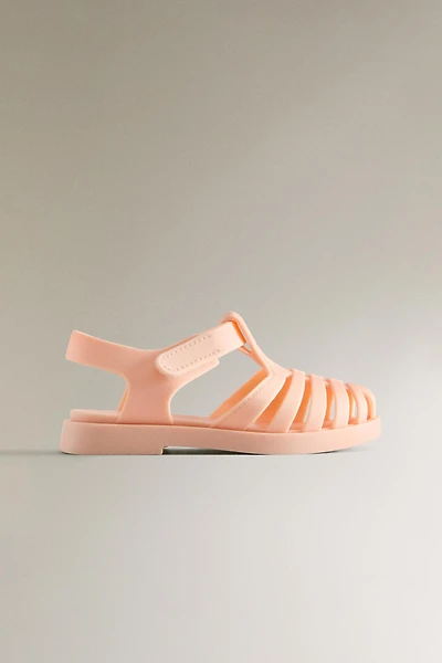 RUBBERIZED CAGE SANDALS WITH HOOK-AND-LOOP STRAP