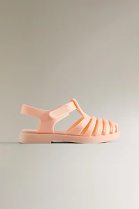 RUBBERIZED CAGE SANDALS WITH HOOK-AND-LOOP STRAP