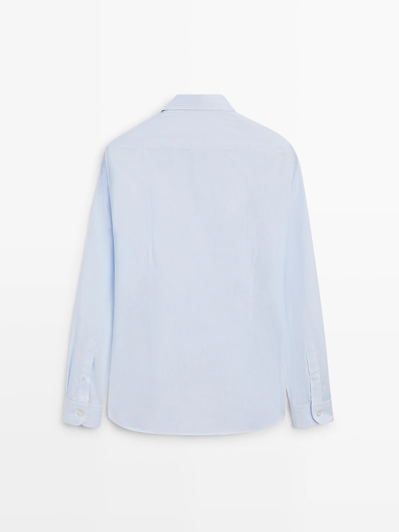 Chemise slim à rayures 100 % coton