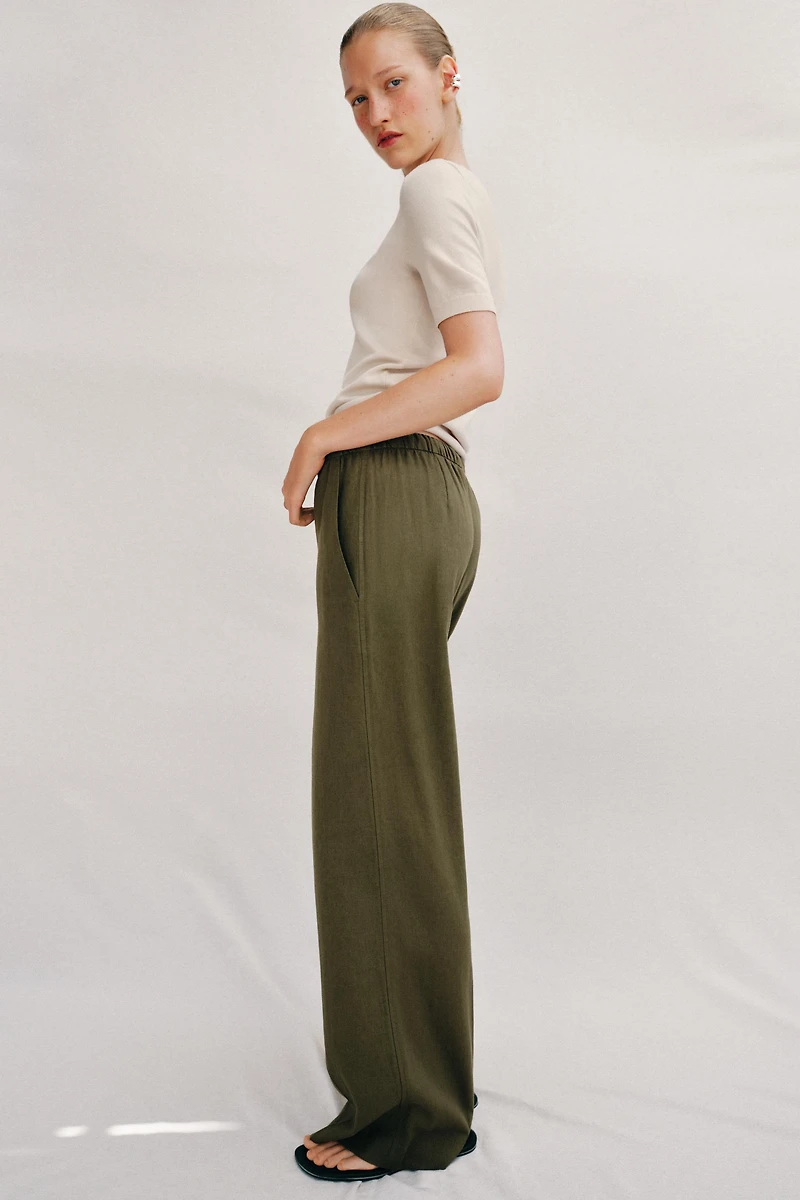 LINEN STRAIGHT LEG PANTS