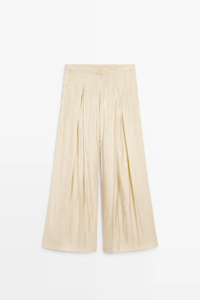 Pantalon fluide en tissu satiné