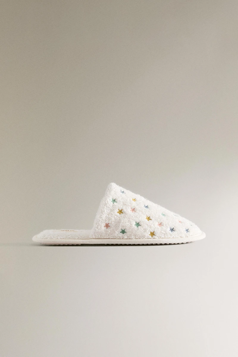 TERRYCLOTH STAR MULE SLIPPERS